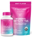 Pink Stork Fertilitet Bundle for kvinner - konsept te + prenatal vitamin støtte med Inositol, Vitex, Folate & Ashwagandha - støtter hormonbalanse, syklus helse og preconception velvære