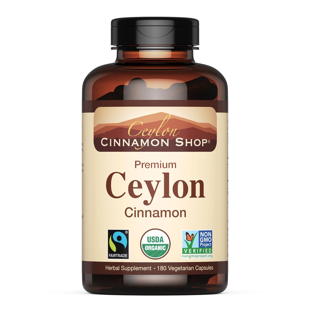 Ceylon kanel butikk organisk ceylon kanel (100% sertifisert) Supplement, 180 kapsler, 3 måneders forsyning