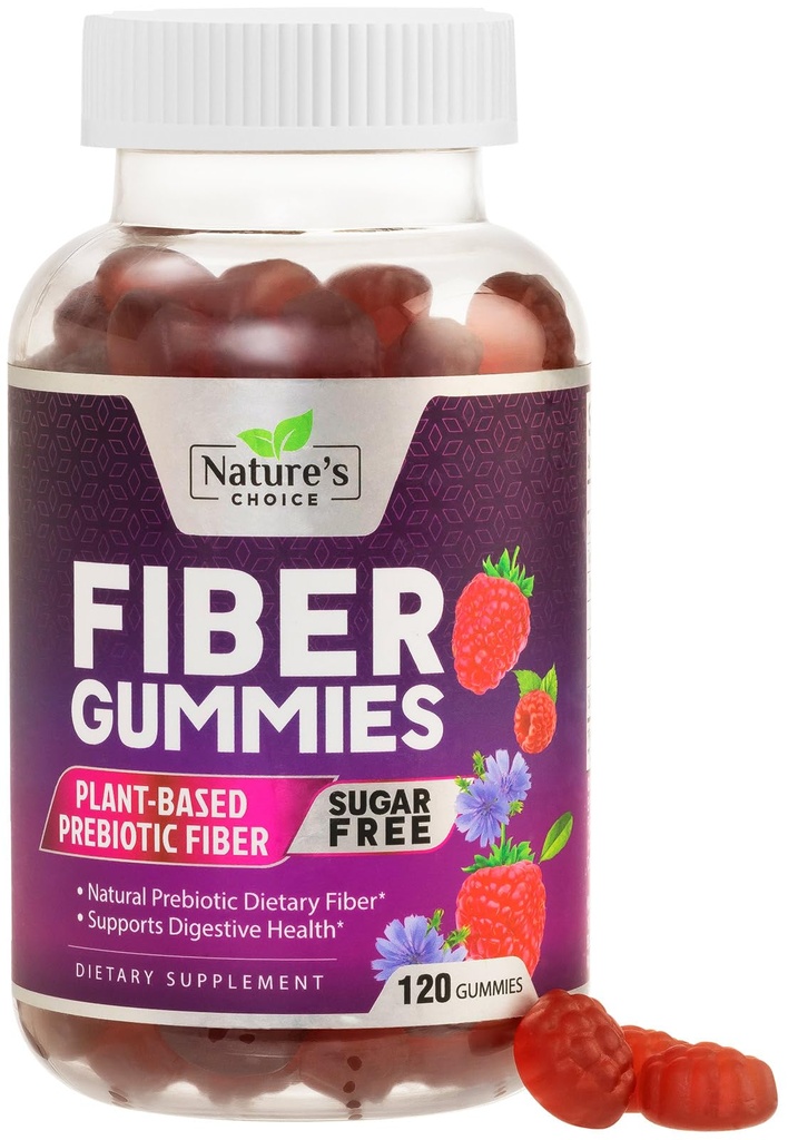 Fiber Gummier for voksne, Sukker Gratis Daglig 4g Gummy Fiber Supplement, Prebiotiske Gummy Digestive Helse Support - Plante Basert Oppløselige Chews, Prebiotika støtter regularitet & Digestion - 120 Gummies