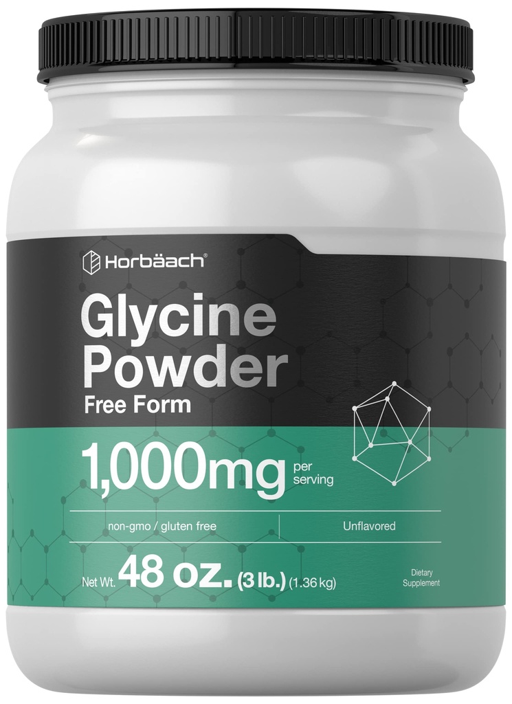 Horbäach Glycine pulver 3 lbs | Gratis skjema Supplement | Unflavored pulver | Vegetarisk, ikke-GMO, Glutenfri