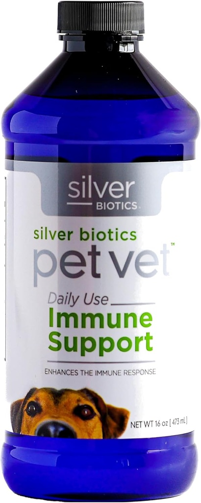Silver Biotics Kjæledyr Vet Immune Support | Forbedrer immunresponsen i Kjæledyr | 16 Fl Oz