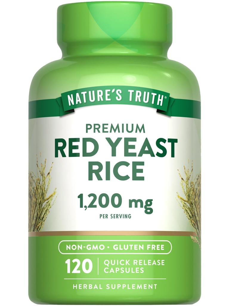Naturens sannhet rød yeast ris kapsler 1200 mg | 120 greve | Non-GMO & Glutenfri Supplement