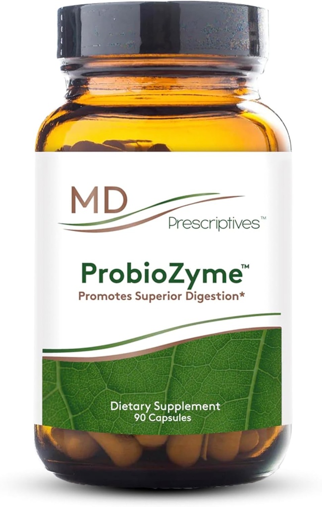 MD Prescriptives - ProbioZyme - Vegetarisk Digestive Enzymer - Supplement for Digestive & Gut Helse - 90 Kapsler
