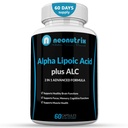 Alfa Lipoic Acetyl L-karnitin Antioksidant Supplement ALA ALC for sunn hjernefunksjon og muskelstyrke, fokus, minne og kognitiv funksjon for kvinner og menn - 60 kapsler av Neonutrix