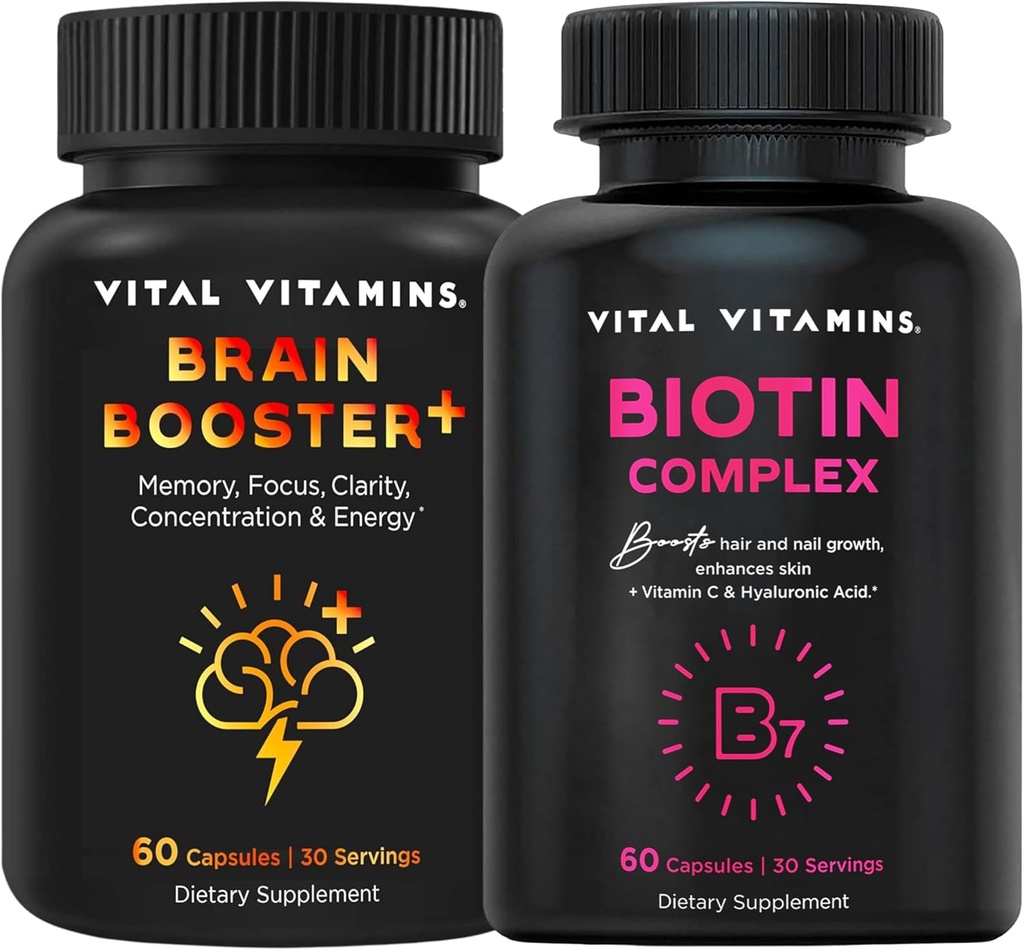 Vitale vitaminer Brain Booster Plus + Biotin komplekse kapsler