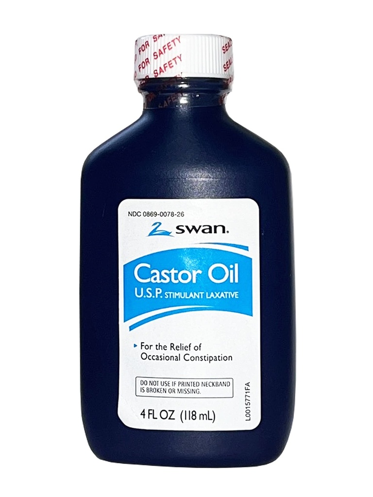 SWAN Castor Olje USP 100% Stimulant Laxative 4 FL OZ - For relief av noen ganger