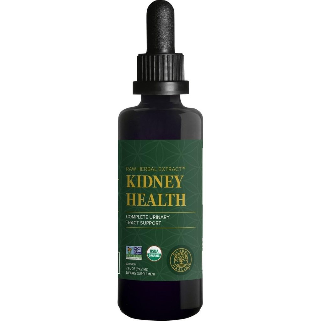 Global Healing USDA Økologisk Nyre Helse med Cranberry & Hydrangea - Nyre Rense flytende Supplement & steiner Oppløser for urinhelse - Detox & Repair Formula for Blader Control - 2 Fl Oz