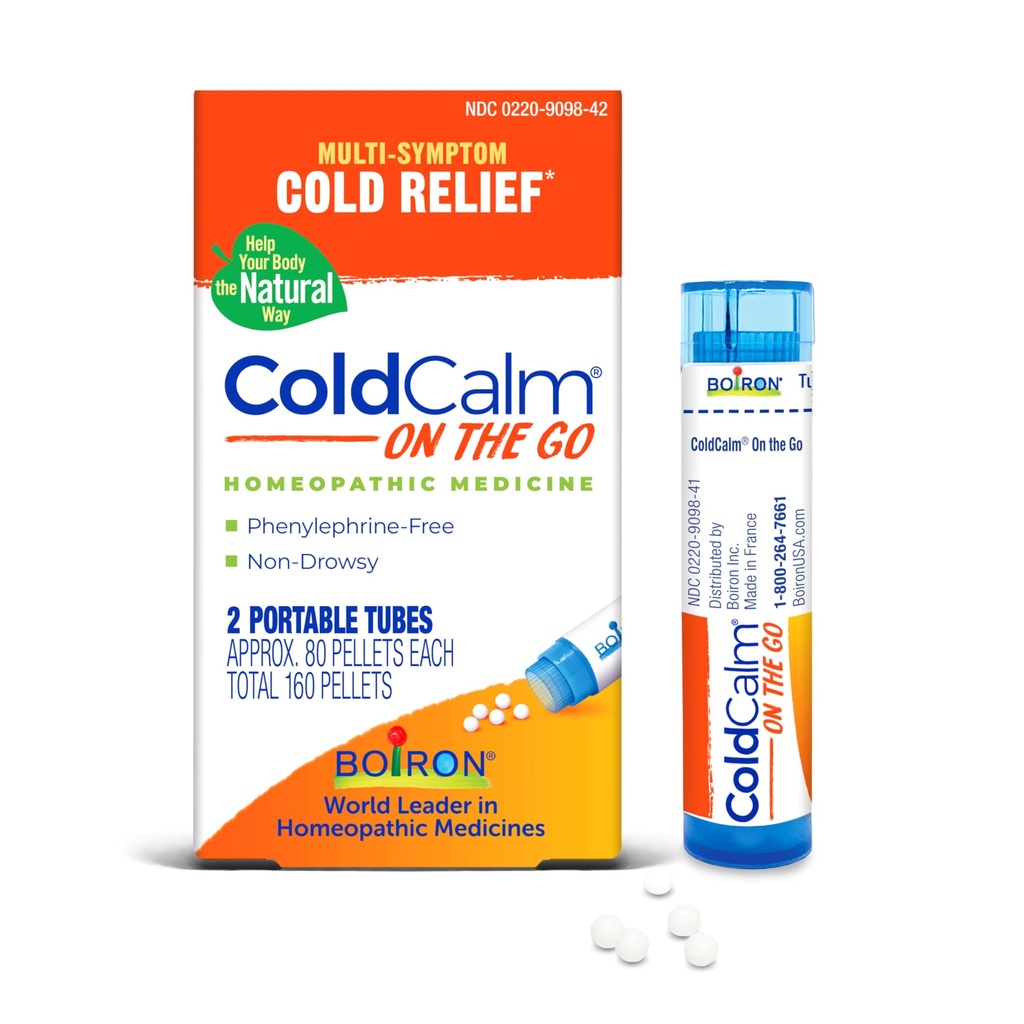 Boiron ColdCalm på farten kald relief for sneezing, rennende nese, nasal kongessjon og sore Throat - 2 greve (160 pellets)