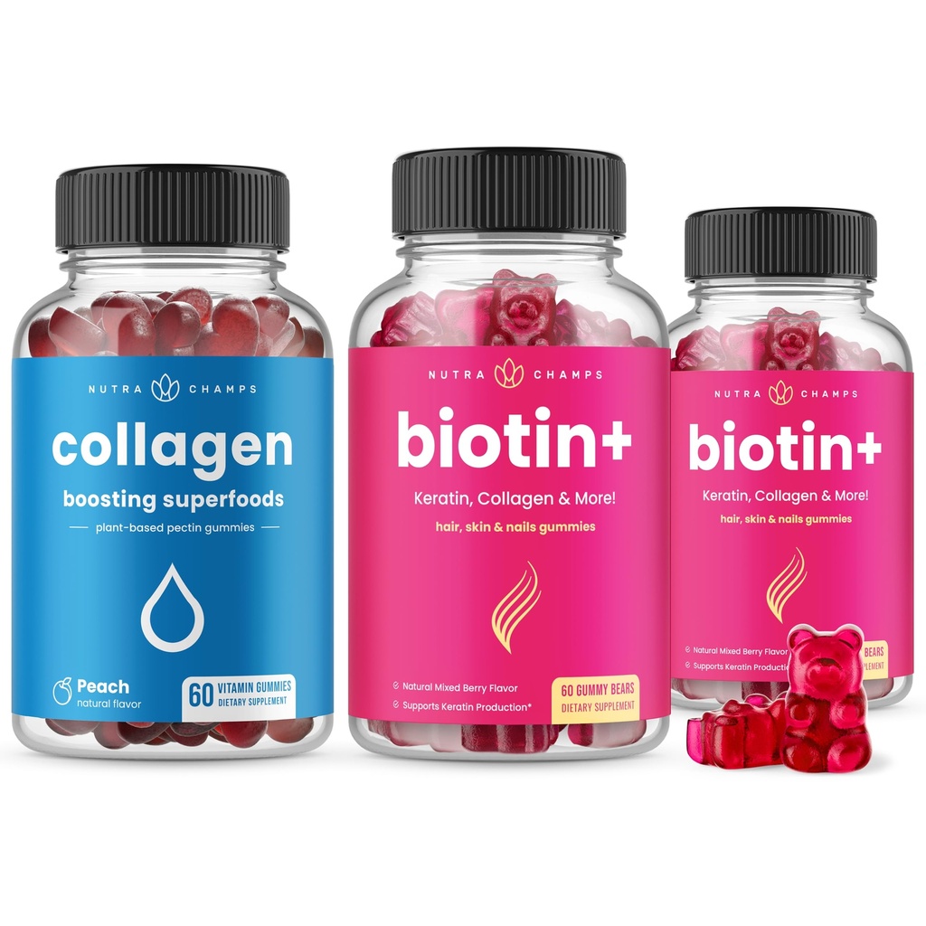 NutraChamps komplett hår, hud og negler Bundle