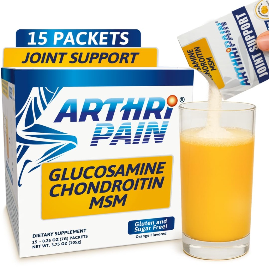 Arthripain – felles støtte Cartilage Repair Supplement – klinisk testet felles juice - Ligament Relief Support – Glucosamine Chondroitin MSM – Swollen Knee behandling – Sukkerfri – laget i USA - 15ct