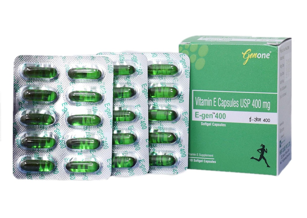 genon E-Gen 400 vitamin E Kapsel for glødende ansikt, hud og hår ernæring (30 kapsler)
