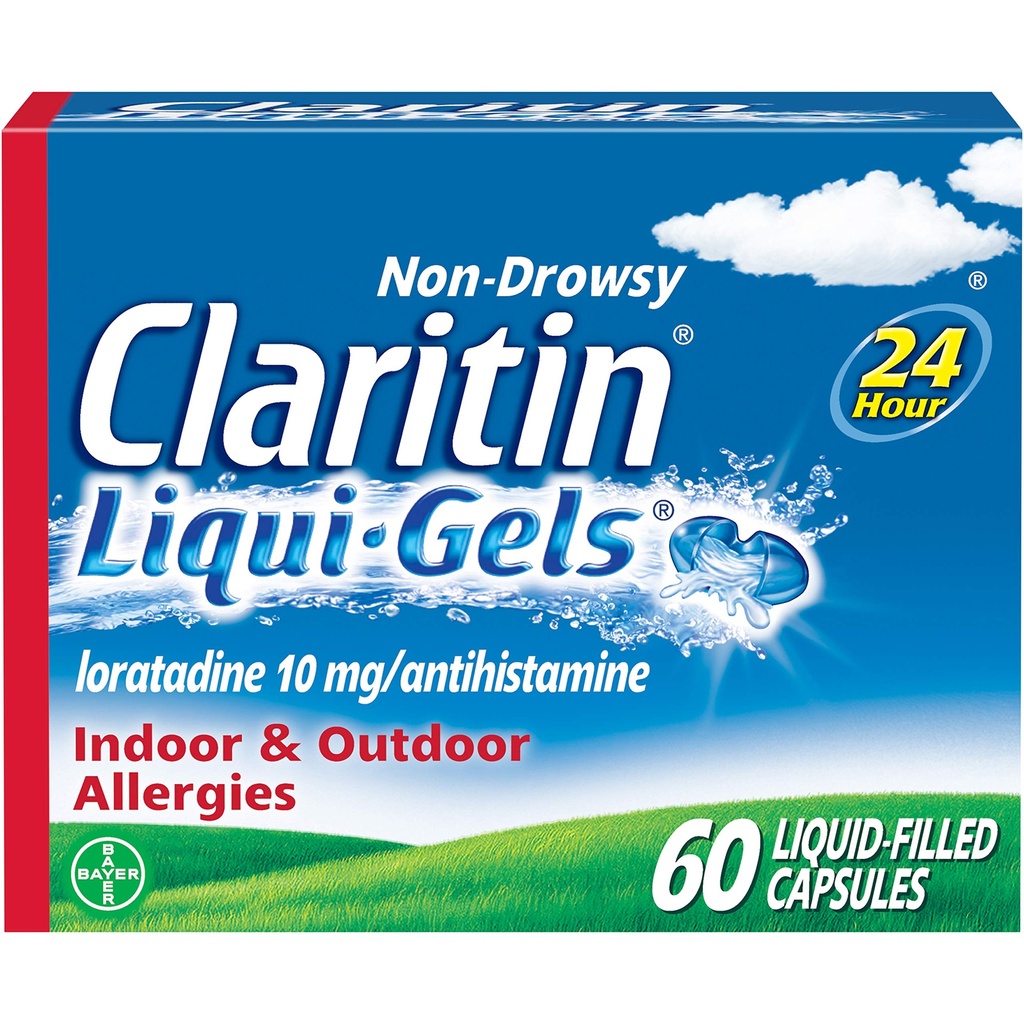 Claritin Liqui-Gels 24 timers allergi relief, ikke-Drowsy Allergy Medisin, Loratadin Antihistamin Kapsler, 60 greve