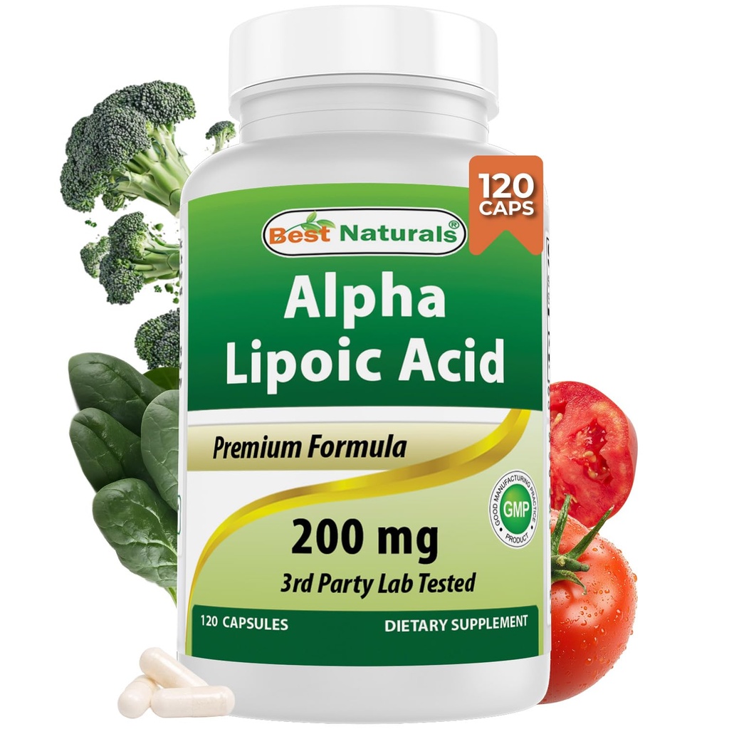 Beste Naturals Alpha Lipoic Acid 200 Mg 120 kapsler