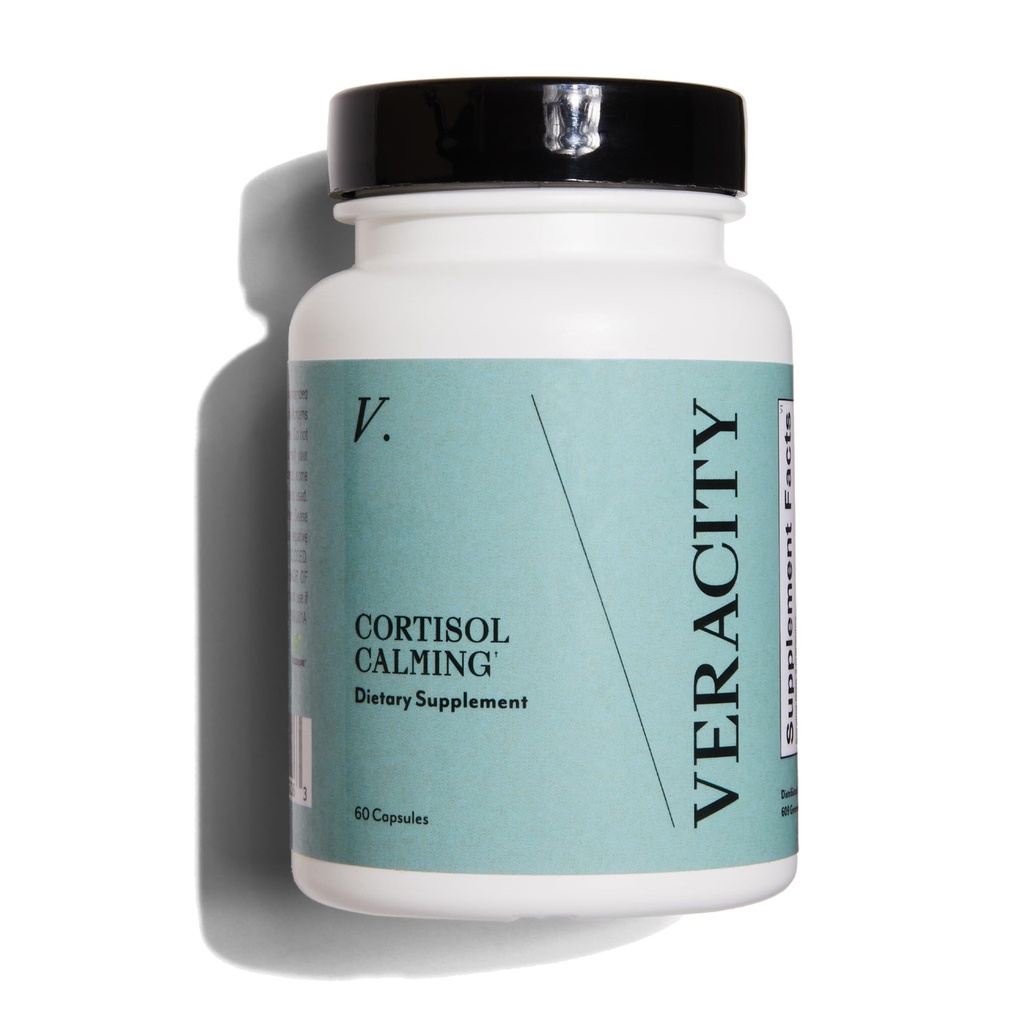 Veracity kortisol beroligende - klinisk bevist stress og søvn støtte supplement - reduserer spenning og forbedrer mental klarhet med naturlig blanding av adaptere - 60 kapsler