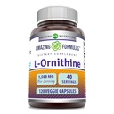 Amazing Formler L-Ornithine 1500 Mg Per Serving Veggie Capsules Supplement | Ikke-GMO | Glutenfri | laget i USA (120 greve)