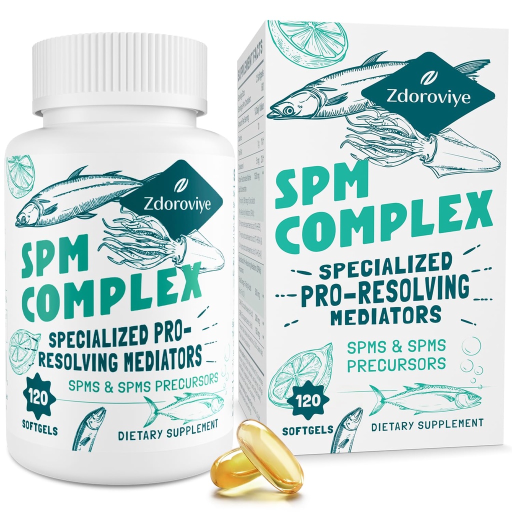 Spesialisert Pro-løsningsmediatorer og SPMs Precursors Complex, SPM Supplement for balansert immunrespons, hjerne, vev og celle - 120 Softgels