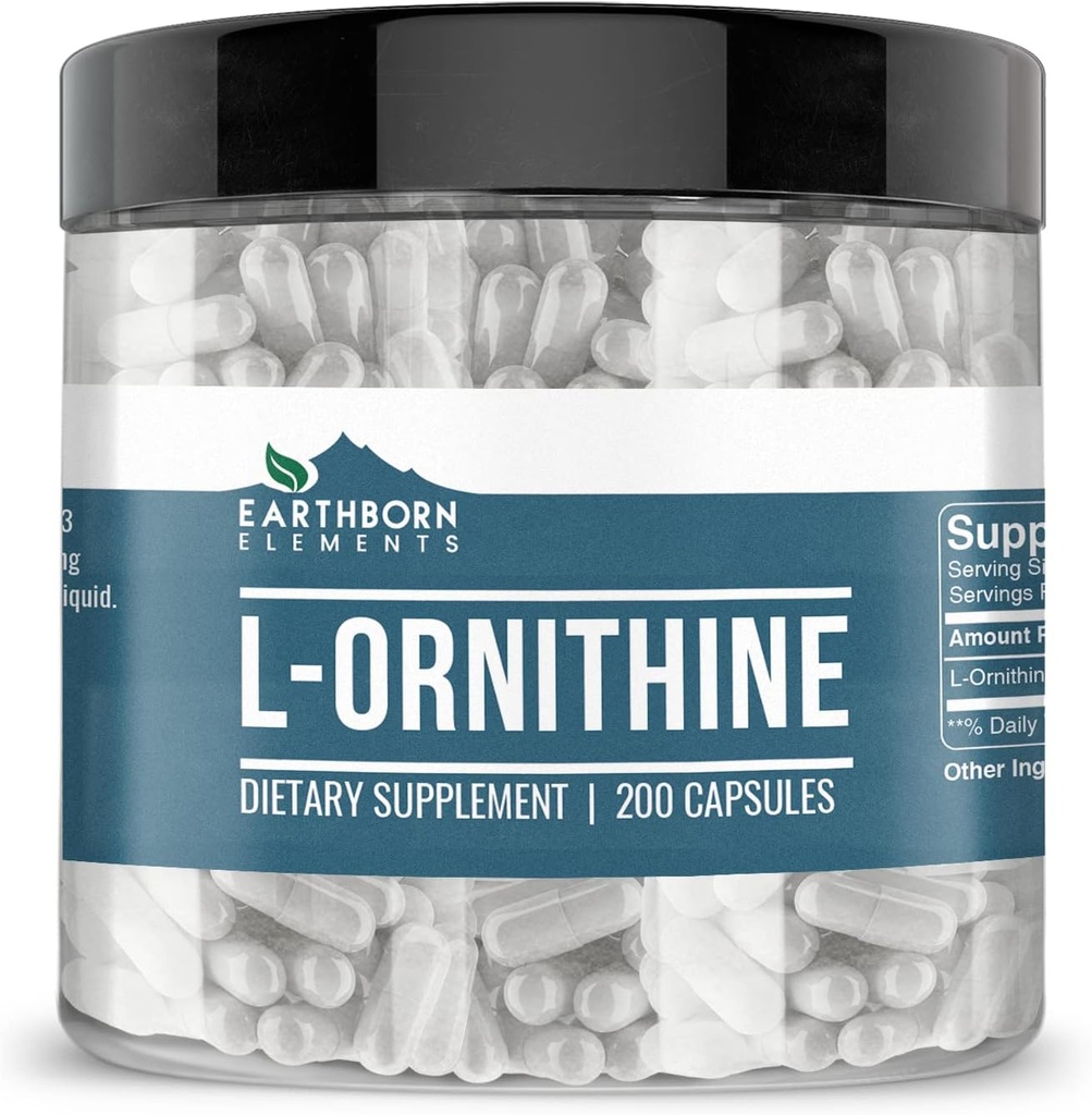 Jordfødte elementer (200 kapsler L-Ornithine HCl, Aminosyre, proteinsyntese