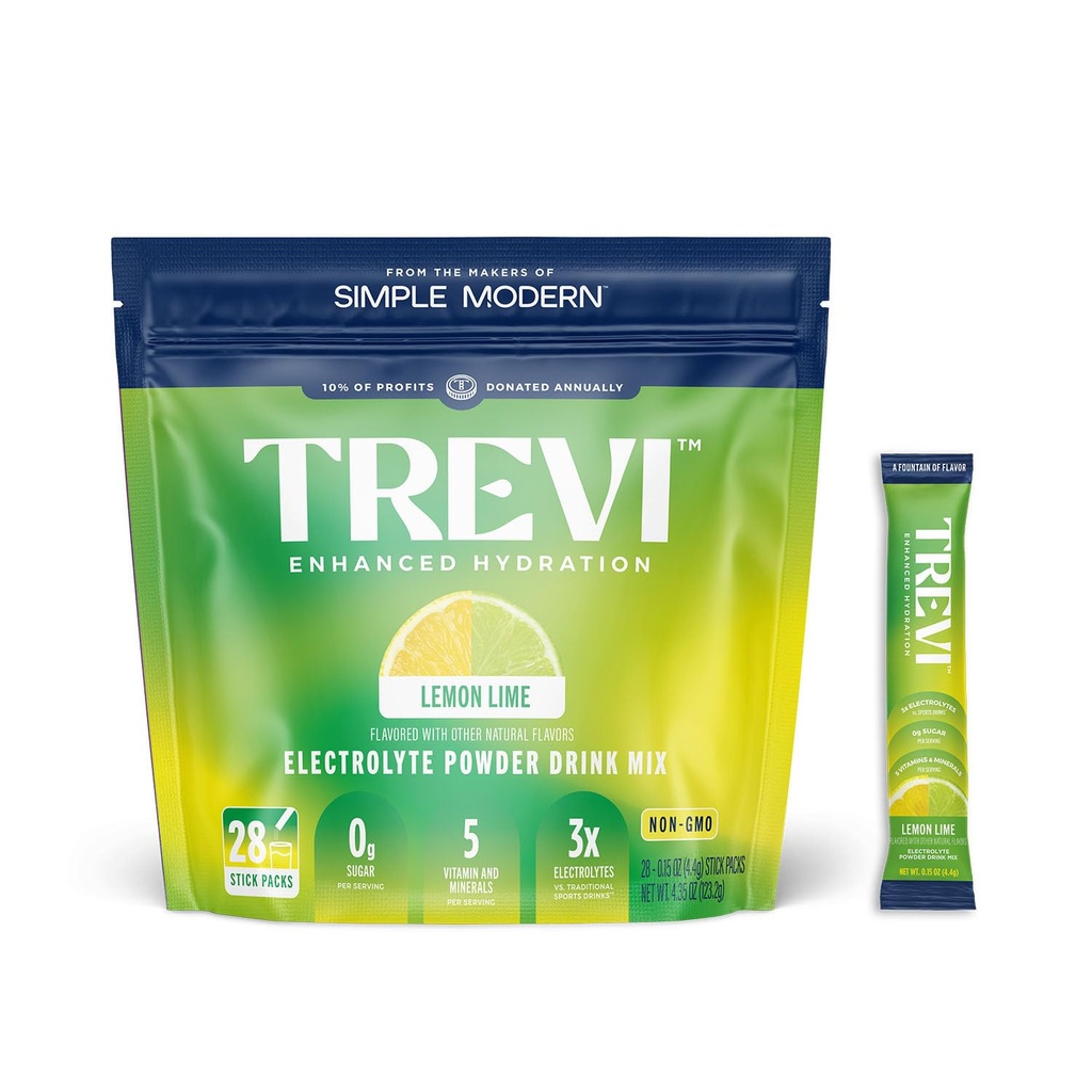 TREVITM Sukkerfrie elektrolytter - Drikkeblanding Hydration pulver pakker - 28 greve - sitron lime