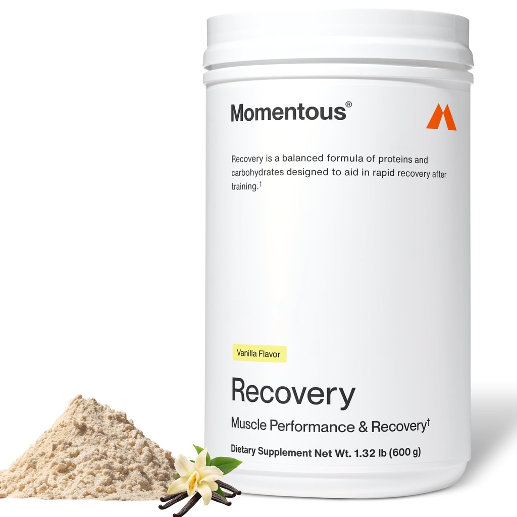 Momentous Recovery Grass-Fed Whey Protein pulver - 20 g Post-Workout Whey Isolate Protein - NSF sertifisert for Sport - Glutenfri - 15 Services - Vanilla - Pakke May Vary