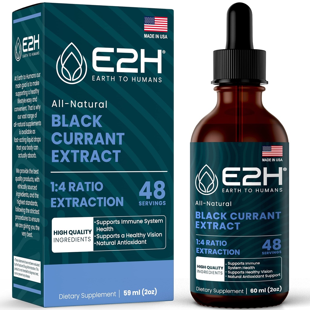 E2H naturlig svart currant ekstrakt, kaldt presset svart currant frø - immunsystem helse - rask absorbering væske - 2 Fl Oz