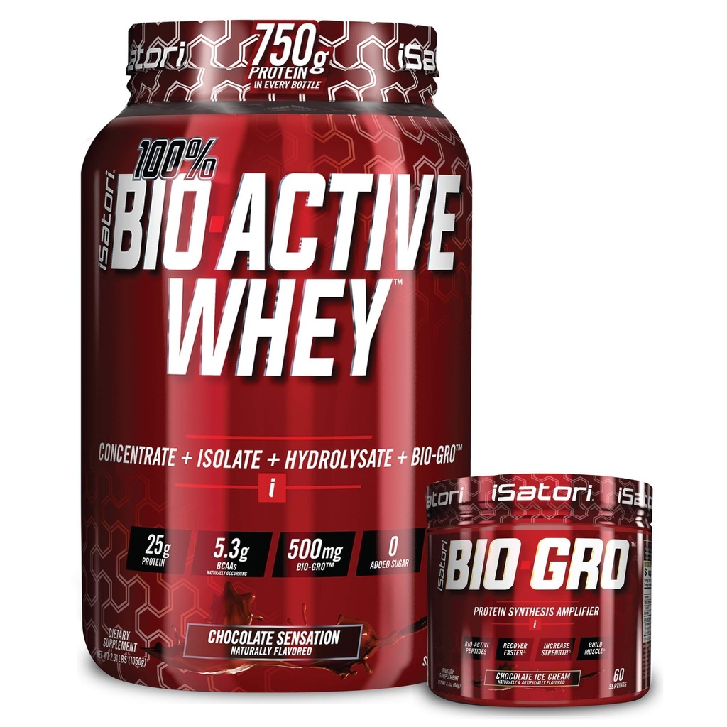 iSatori Bio-GRO Sjokolade Iskrem (60 serveringer) & Bio-Active Whey Protein Powder Sjokolade Sensasjon (30 Serveringer)