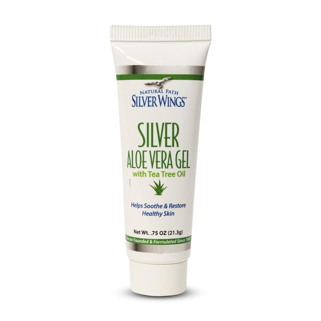 Naturlig sti sølvvinger 200ppm sølv med Aloe Vera Gel og te treolje - beroligende hudpleie - 0,75 oz