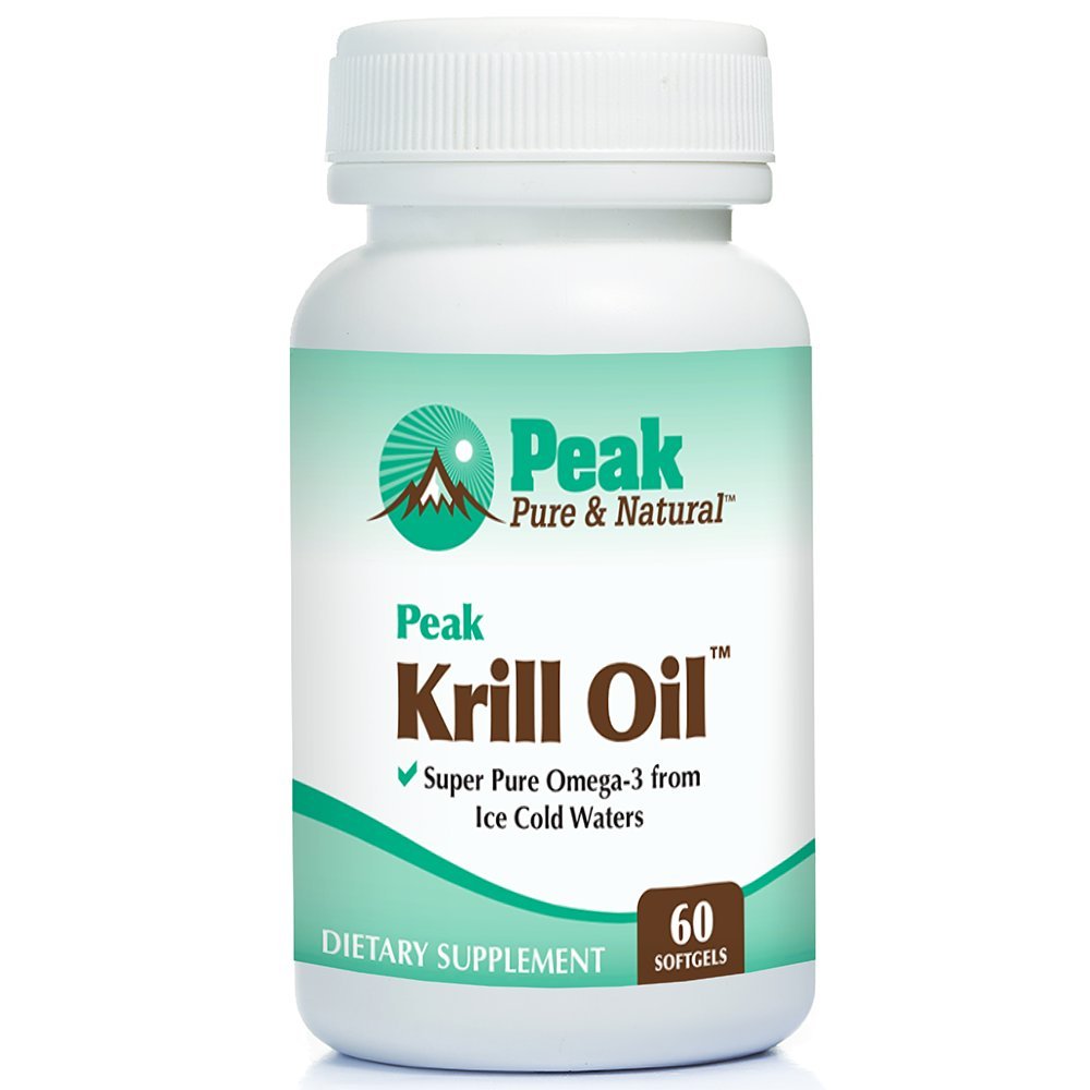 Peak ren og naturlig, Peak krill olje Supplement - bedre enn fiskolje for felles og hjerte helse - krill olje brain supplement - EPA, DHA og Astaxanthin - 60 softgels