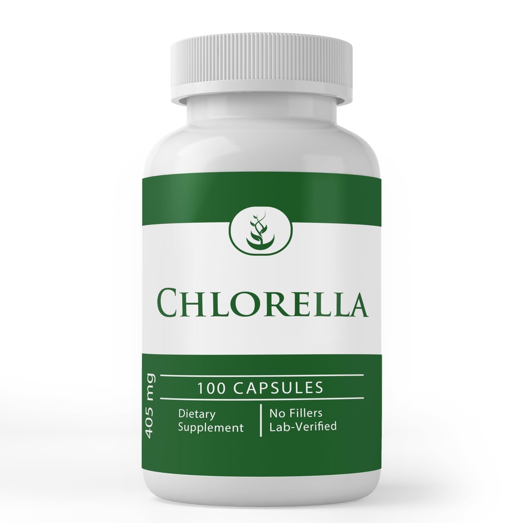 Rene originale ingredienser Klorella, (100 kapsler) Alltid ren, Ingen tilsetningsmidler eller fyllstoffer, Lab Verifisert