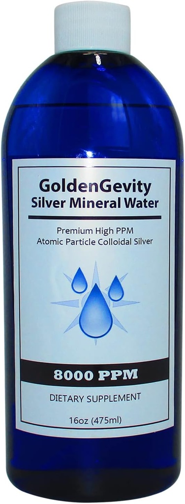 8000 PPM Bioaktiv Atomic Colloidal Silver, 16 oz ikke-toksisk, ikke-GMO Trace Mineral Immune Support Supplement