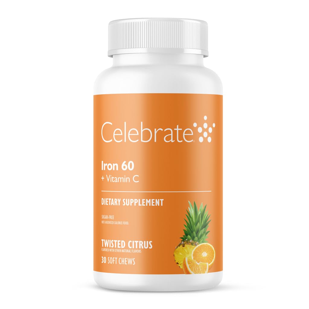 Feire vitaminer Jern Supplement med 60 mg jern og vitamin C – Citrus Chewables for bariatriske pasienter, gastrisk bypass og erme gastrektomi støtte 30 tabletter for post-surgery