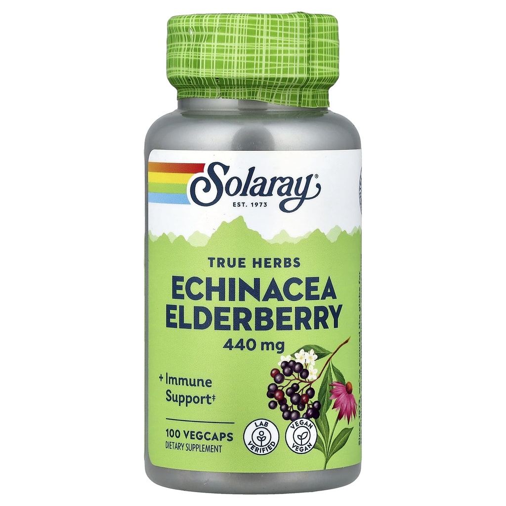 SOLARAY Echinacea og Elderberry Capsules, 440 mg 100 tæller