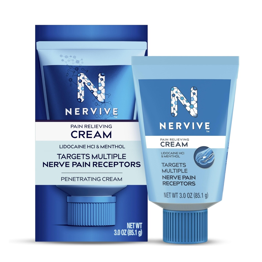 Nervive smerte lindring krem, Maks styrke ikke-Greasy Topical smerte leever med Lidocaine og Menthol for tær, føtter, fingre, hender, ben og armer, 3.0oz