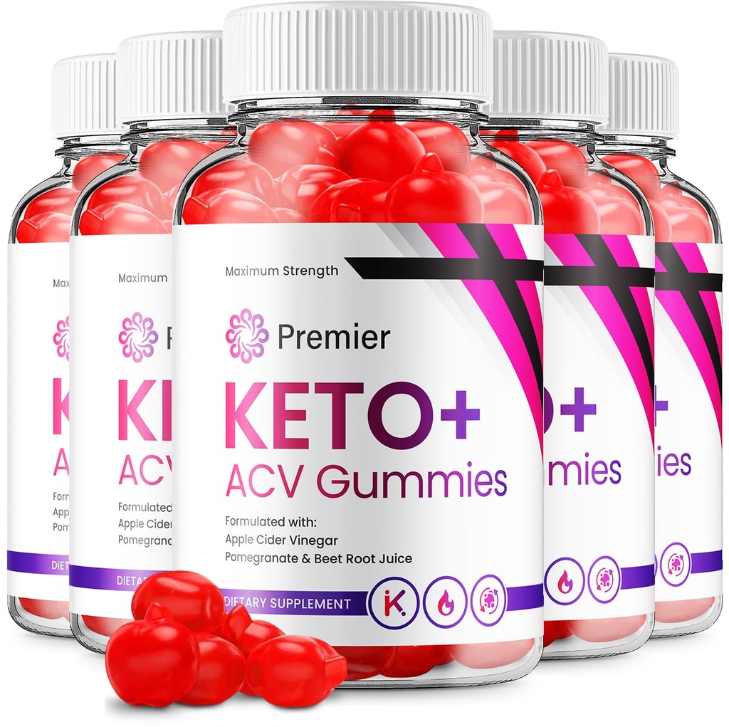 (5 Pack) Premier Keto ACV Gummies - Avansert Formel Premiere Keto Plus ACV Gummies Apple Cider Vinegar Premier ACV Diett Supplement Vurderinger Kvinner (300 Gummies)