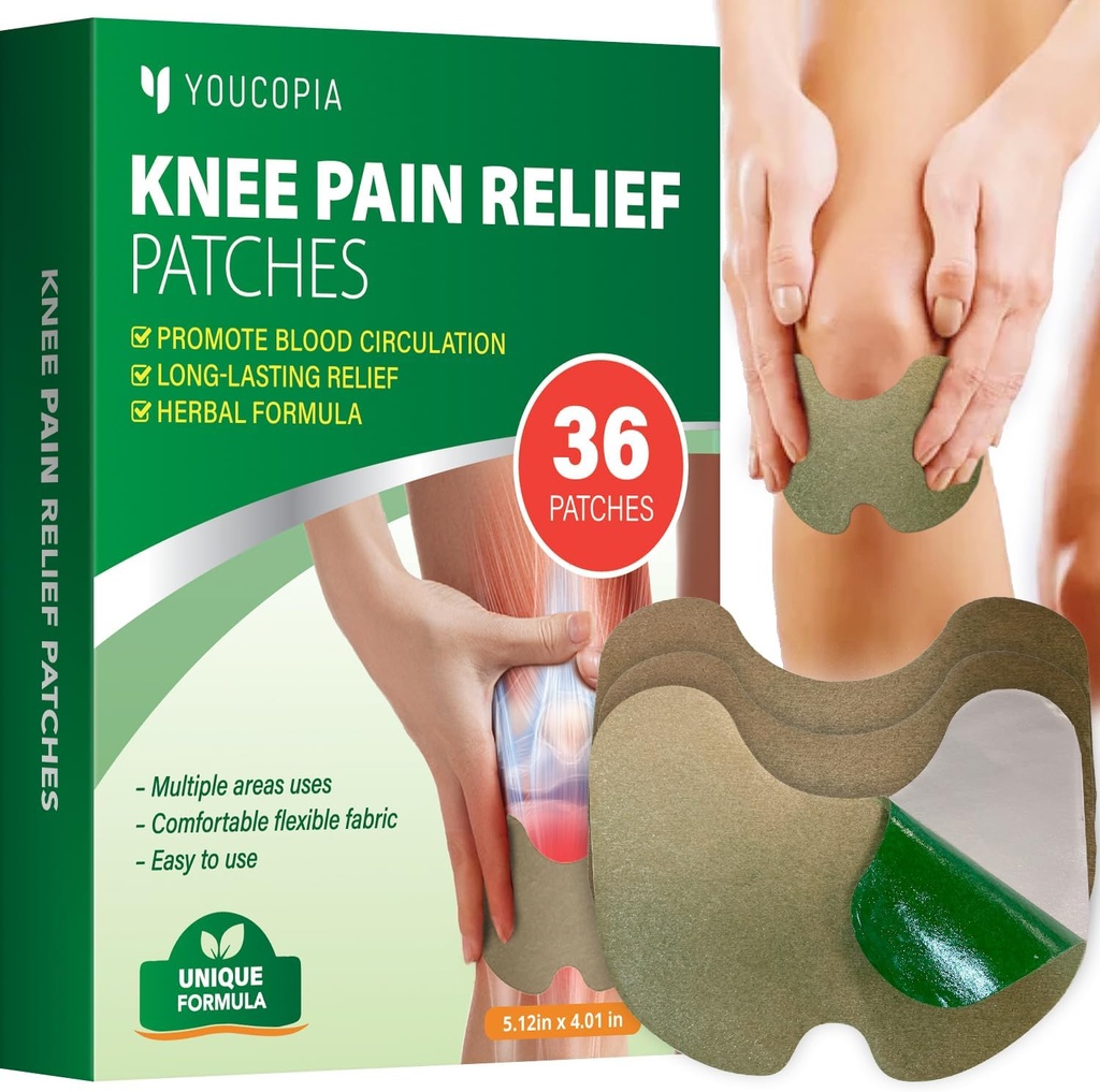 Youcopia Knee smerte lindring lapper: 36 grev naturlig herbal lindring pasta for lang varig muskel og ledd relief - Mugwort ledbetennelse varme lapper Kit