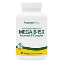 Natures Plus Mega B-150 Kompleks - 90 NOK frigjøring vegetariske tabletter - Maksimal potens B kompleks vitamin Supplement - Glutenfri - 90 Serveringer