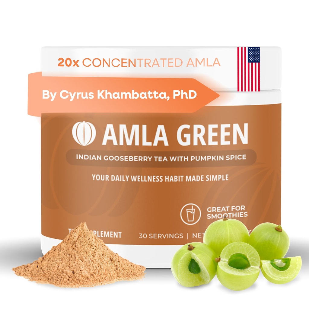 Amla pulver Supermat Supplement med Pumpkin Spice, 20x Ultra konsentrert Amla, laget med kanel, Ginger, Nutmeg, Cloves, Allspice, Cardemom, indiske Goosebær, Pumpkin Spice, 30 Serveringer