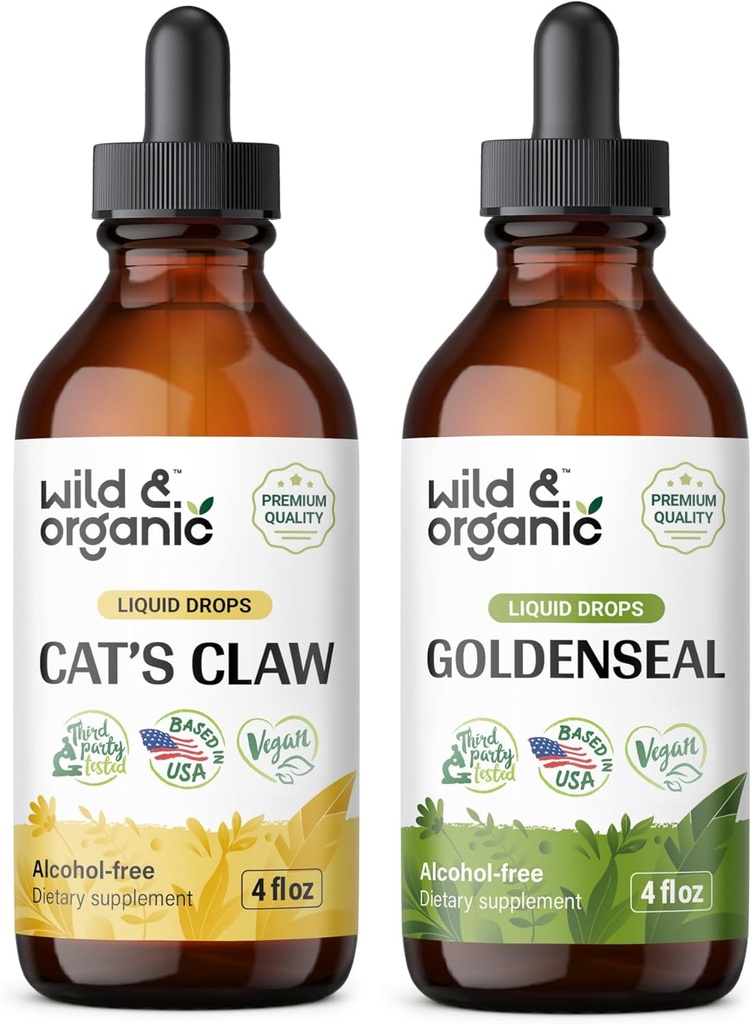Wild & Organic Cat's Claw Tinktur 4 fl oz & Goldensel Tinktur 4 fl oz