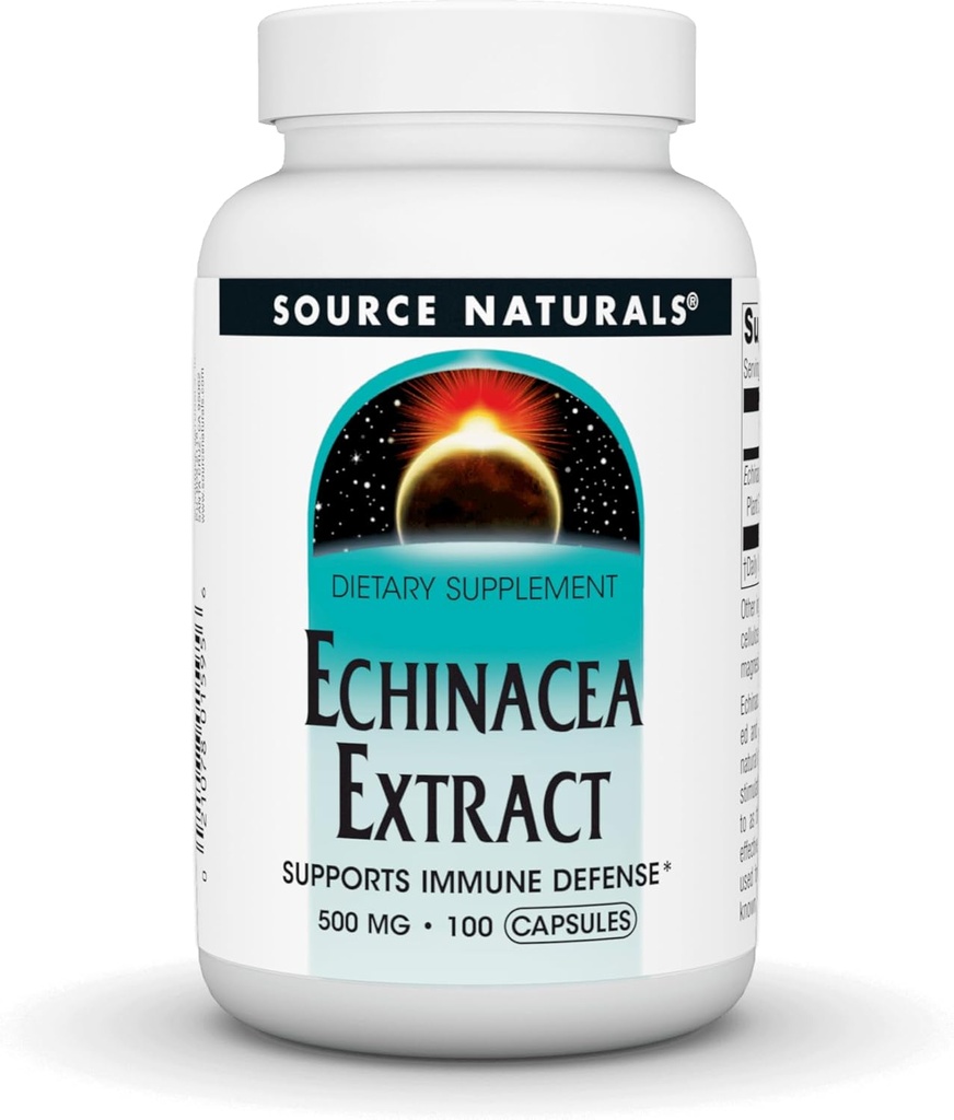 Kilde Naturals Echinacea Root Extract - støtter immunforsvar * - 500mg - 100 kapsler