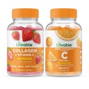 Livbar collagen & vitamin C + vitamin C 750mg, Gummies Bundle - Great Tasting, vitamin Supplement, Glutenfri, GMO Gratis, Chewable Gummy