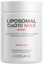 Codeage Liposomal CoQ10 Max Supplement - 250 mg Coenzyme Q10 med vitamin E Isomerer Tocopherols - 2-måneders forsyning - 1 Capsule Per Serving - Liposomal Levering - Ikke-GMO, Glutenfri - 60 Kapsler