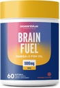 Oceanblue Essentials Brain brensel – 60ct – Burpless Fish Oil – Høy potens Omega 3 DHA Supplement for hjerne og øye støtte – 1000 mg – Tasty Orange Flavor – 1 måneds forsyning