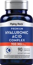 Piping Rock Hyaluronsyre Kapsler | 900mg 90 piller | Supplement med MSM og collagen | Premium kompleks for kvinner og menn | Ikke-GMO, Glutenfri