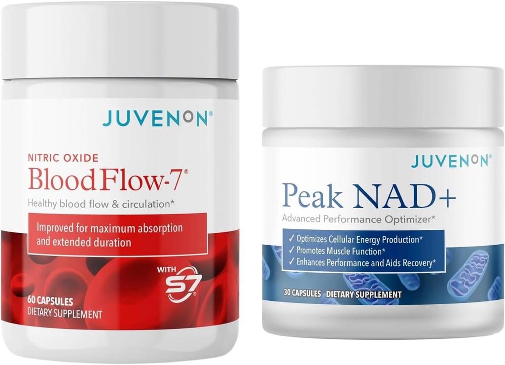 Juvenon BloodFlow-7 Nitric Oxid Supplement med nitrosigin + Peak NAD+