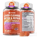 1Pack Milk Thistle Liver Detox Gummies, 18-in-1 Liver Cleanse Detox & Repair Supplement with Berberine, Chicory Root, Turmeric, Artichoke, Dandelion Root, Chanca Piedra, Vitamins B6 B12 - Sugar Free