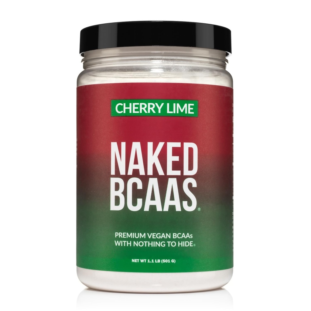 NAKED Cherry Lime BCAA Aminosyrer pulver, 100% ren 2:1:1 Formula, Vegansk grened kjede Aminosyrer, Instantized alle naturlige BCAA pulver supplement - 501 gram, 34 serveringer