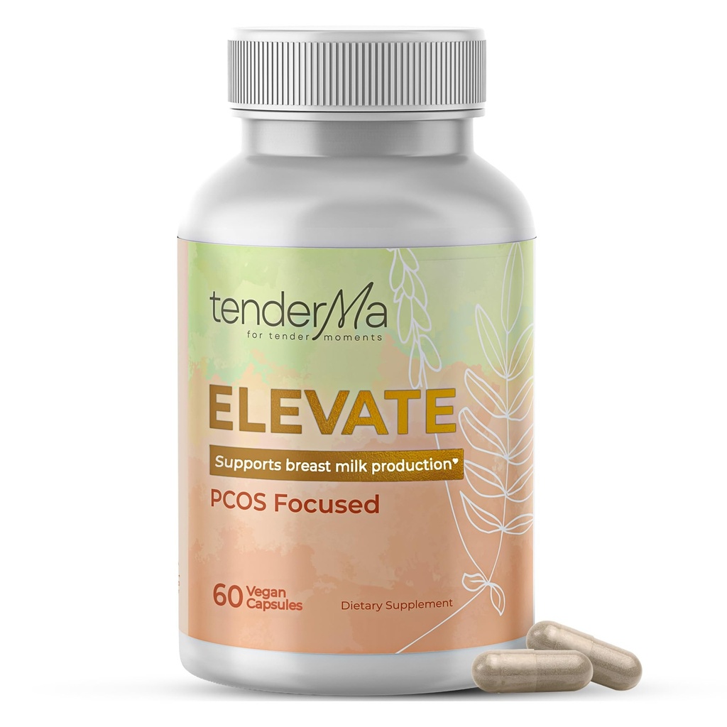 Elevate – PCOS Fokusert Lactation Support med Orgainc Goat Rue, Lion's Mane, Shatavari & Ceylon Cinnamon – Vegan, ikke-GMO, Herbal Supplement for amming mødre – 60 kapsler