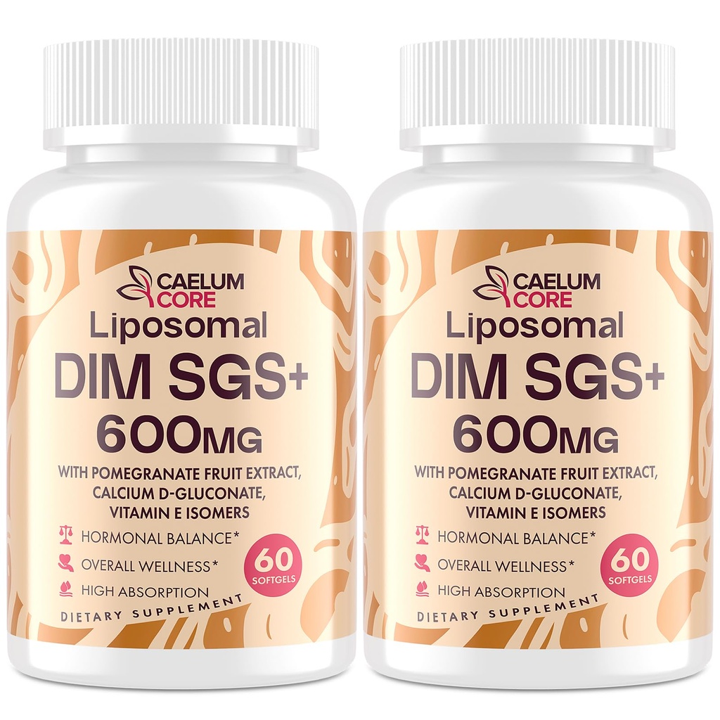 Liposomal DIM SGS Supplement - Hormon Supplement for kvinner og menn, Estrogen Supplements Inneholder Sulforaphane Glukosinolat, Vitamin E, Pomegranat Frukt - Støtte Detox og Antioksidant (2 Pack)