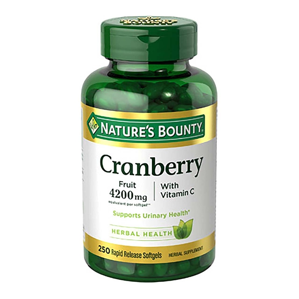 Naturens Bounty Cranberry med vitamin C 4200 mg, 250 Softgels (pakke med 3)