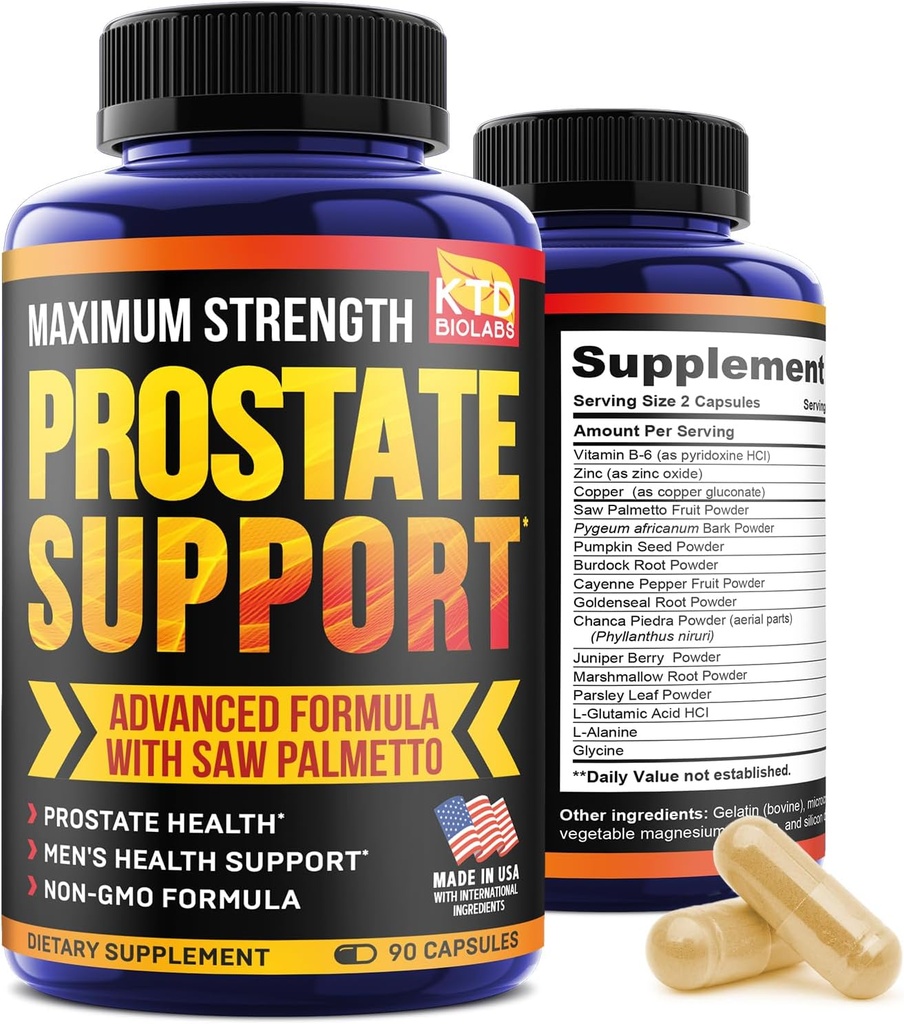 Prostata Supplements for menn - 90 naturlige prostata Health Capsules - Pumpkin Seeds, Pygeum og så Palmetto for menn Blader Control og sunn urinbåndsstøtte-laget i USA