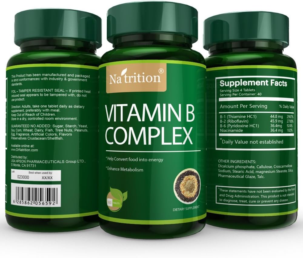 Na'trition vitamin B komplekse tabletter, 160 tabletter per flaske